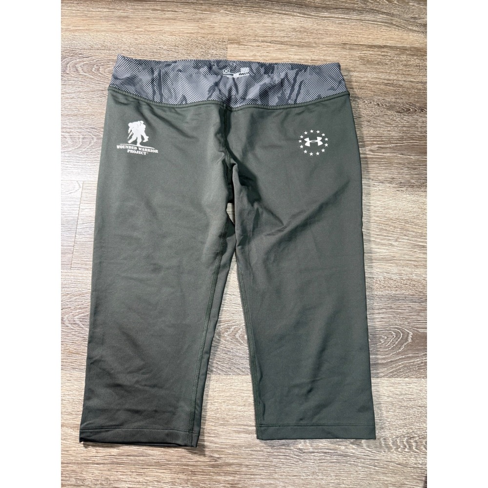 Under Armour Wounded Warrior Project HeatGear Capri Leggings Green Womens Large